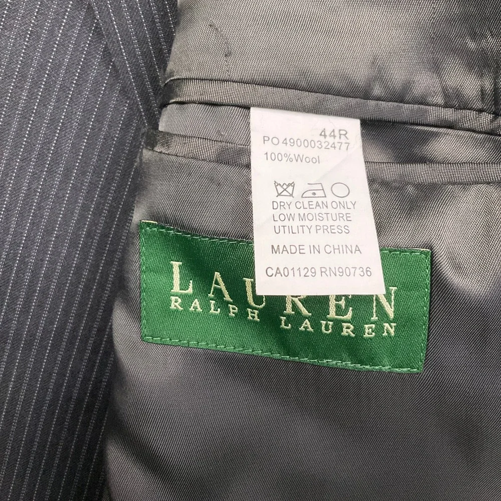 Lauren Ralph‎ Lauren Blazer Mens 44R Charcoal Pinstripe Double Breasted Jacket